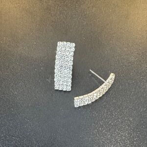 Curved Rhinestone Bar Earrings - no backs